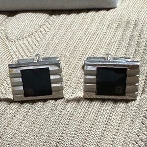 Silver and Black enamel Cufflinks